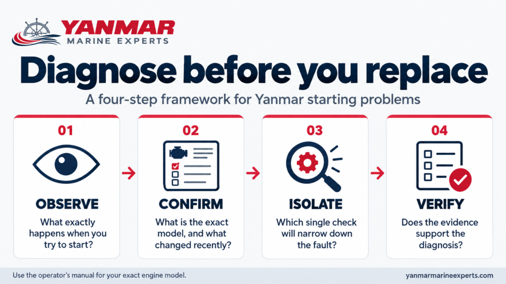 Four-step Yanmar diagnostic framework: observe, confirm, isolate and verify